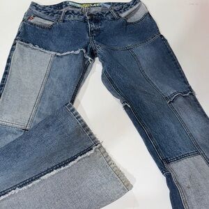 Y2K 90s/2000s Mudd Lowrise Blue Patchwork Flare‎ Jeans